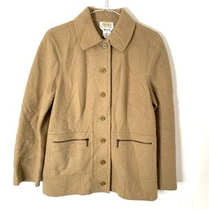 Talbots Vintage Alpaca Wool Blazer Coat Beige Luxe Button Front Jacket